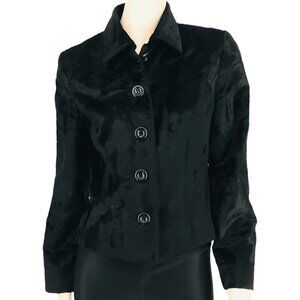LOUBEN FAUX FUR BLAZER JACKET BLACK SZ 10